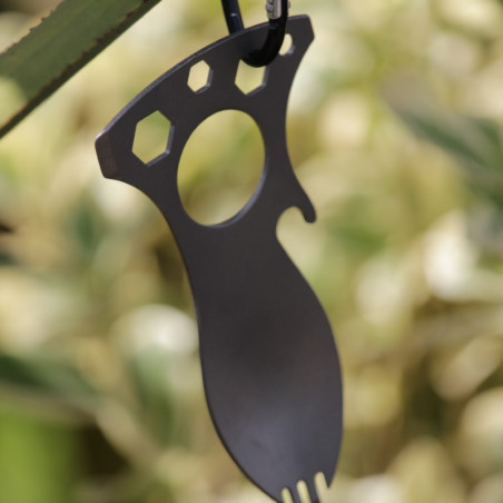 spork (Cuchara-tenedor) multifuncional con mosquetón